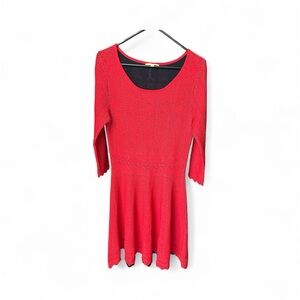 GIANNI BINI KNIT RED DRESS LONG SLEEVE